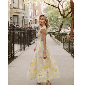 Rebecca Taylor Yellow Floral Maxi Dress